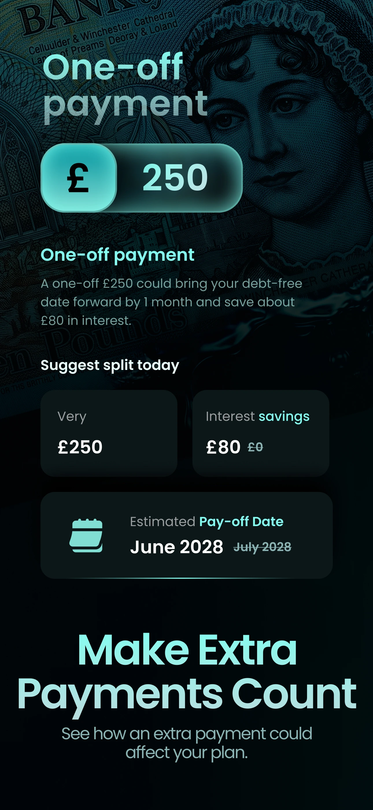 Clear Balance Premium one-off payment planner